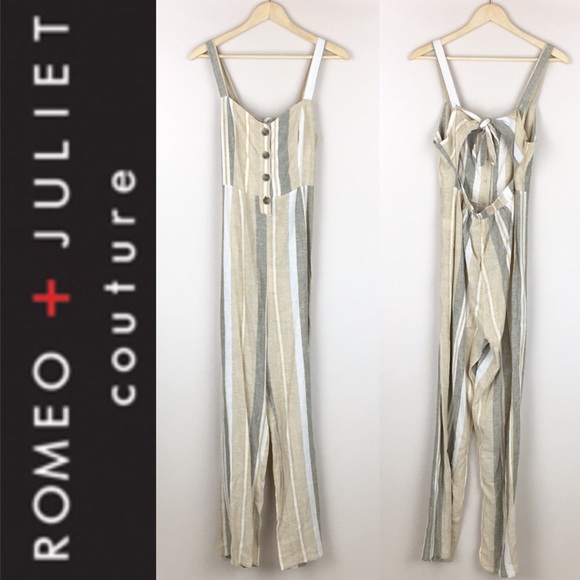 Romeo & Juliet Couture Linen Tie Back Jumpsuit NWT - Picture 2 of 7